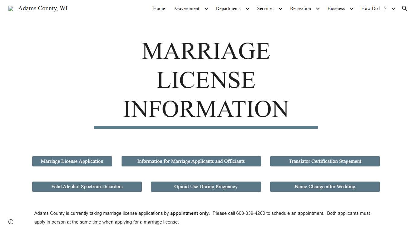 Adams County, WI - Marriage License Information