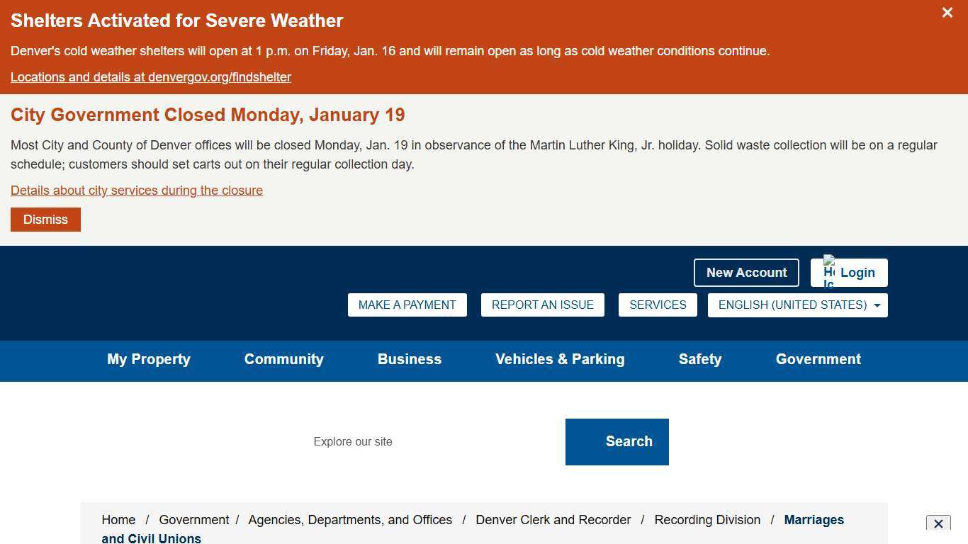 Marriages and Civil Unions - City and County of Denver